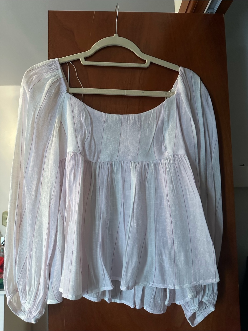 Blu Pepper Light Pink Peasant Top with Flowing Long Sleeves